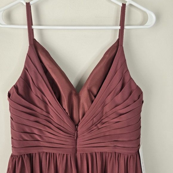 NWT Azazie Serena Chiffon Bridesmaid Dress Desert Rose Size C (10/12) Pockets - Picture 8 of 16